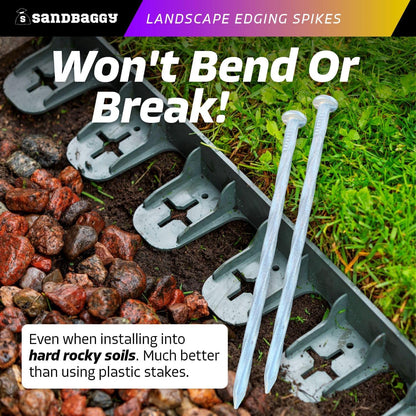 Sandbaggy 6 inch Galvanized Landscape Edging Spikes - Spiral Landscape Nails - 7 Gauge Steel