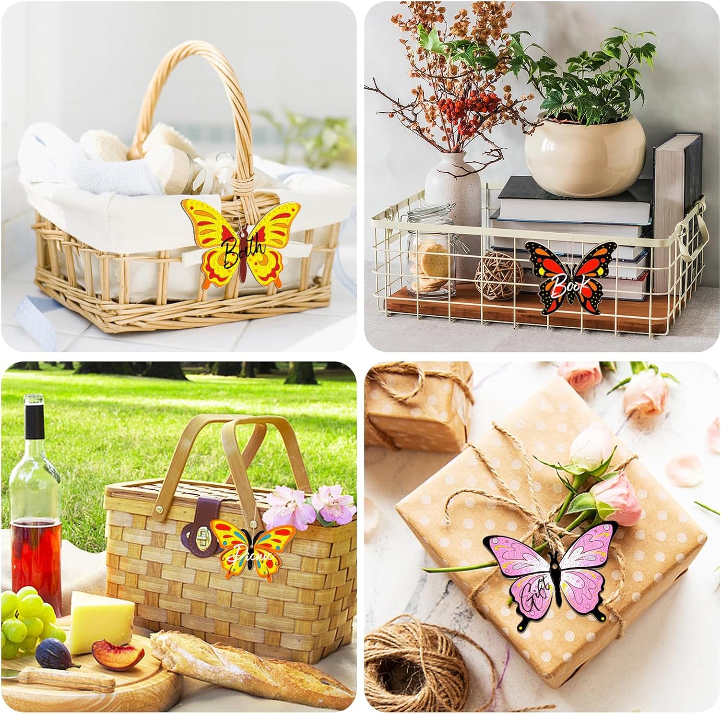 80PCS Wooden Spring Ornaments to Paint Butterfly Cutouts, 8 Styles DIY Blank Unfinished Wood