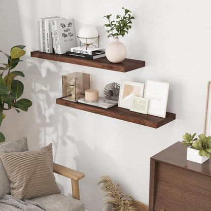 40 Inch Floating Shelvese, 40" W x 9" D Floating Shelf Set of 2, Farmhouse Wood Wall Shelves for