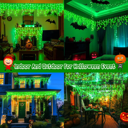 JMEXSUSS 400 LED 38.8F Green Icicle Lights for Halloween Decorations, Green Halloween Lights Indoor