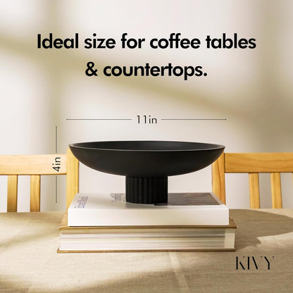 KIVY Concrete Fruit Bowl for Kitchen Counter - Large Decorative Bowl for Home Decor - Black