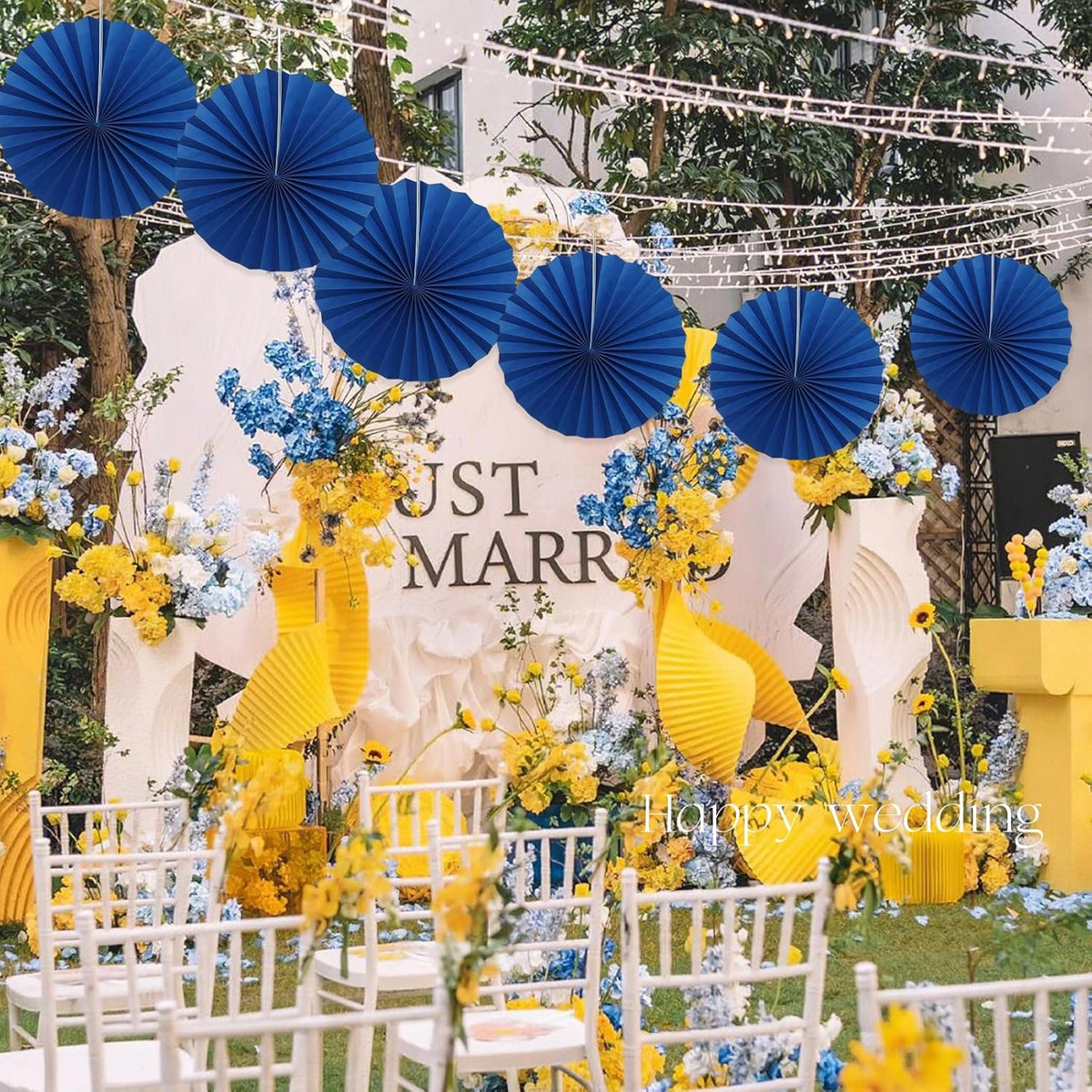 BARTHEW Blue Birthday Decorations,DIY Blue Paper Fans Hanging Decoration ,Party Decorations for