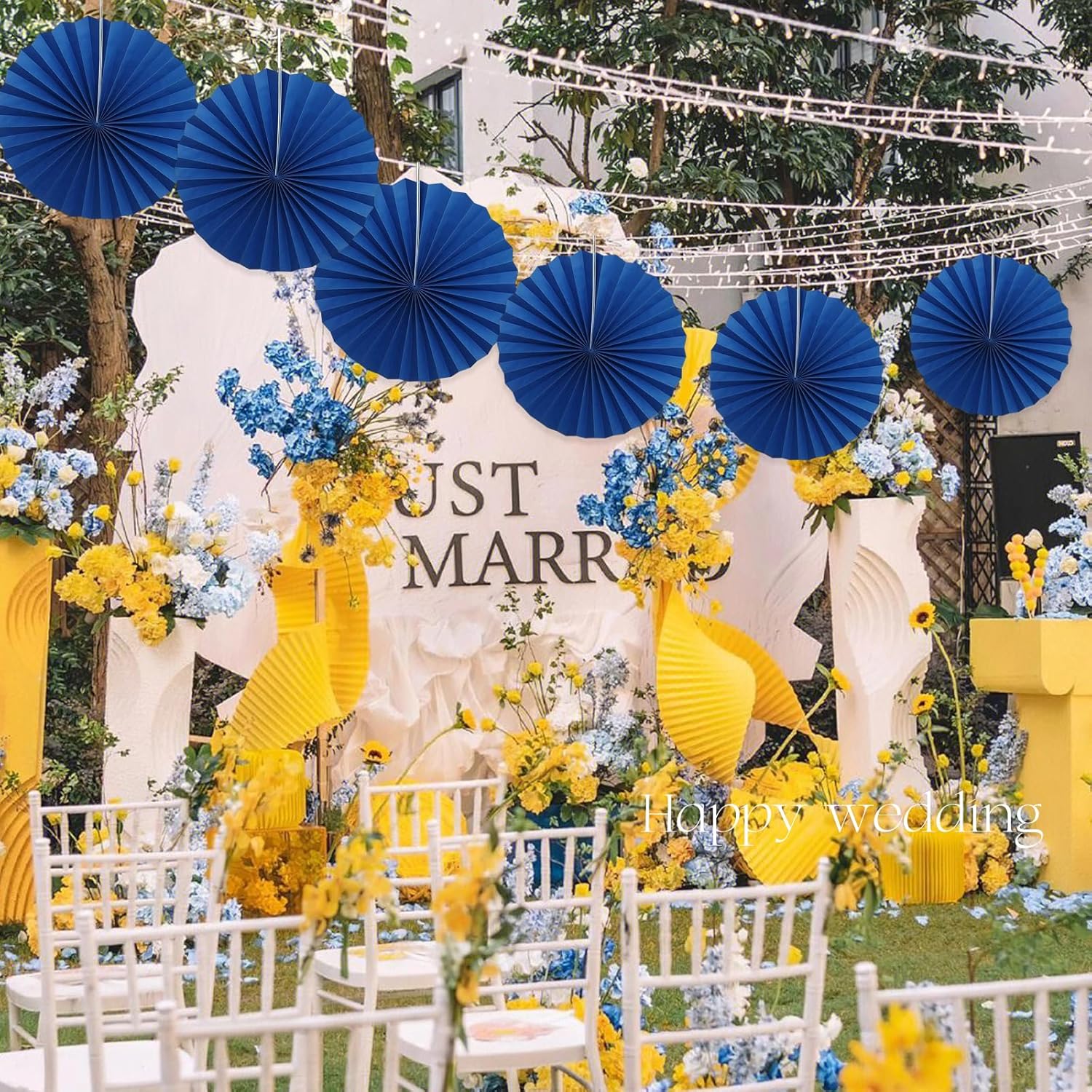 BARTHEW Blue Birthday Decorations,DIY Blue Paper Fans Hanging Decoration ,Party Decorations for