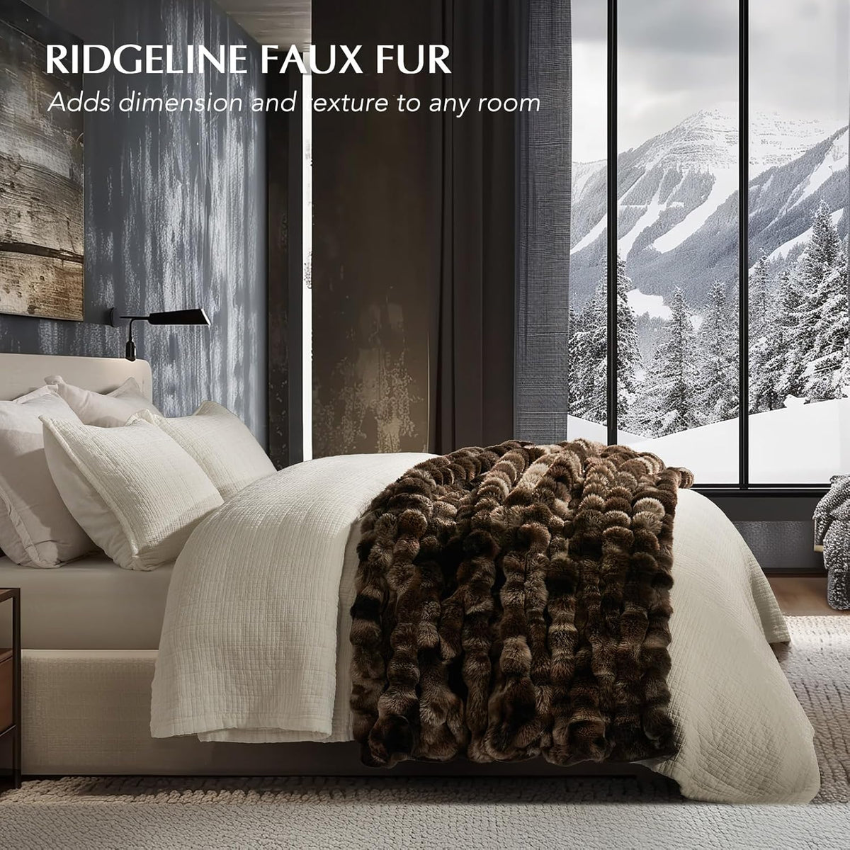 EVERGRACE Ultra Soft Luxury Fluffy Ridgeline Faux Rabbit Fur Throw Blanket, Thick Warm Bubble Throw