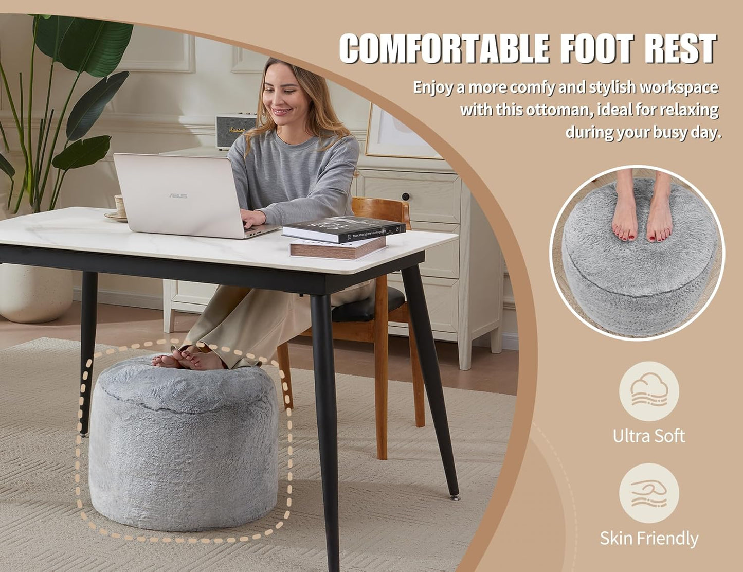Round Pouf Ottoman Foot Rest Plush Ottoman Footstools for The Living Room Ottomans Stuffed Full of