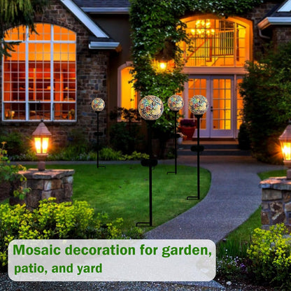 Solar Garden Lights Outdoor Decorative - Solar Gazing Ball Mosaic Garden Stakes Decorative