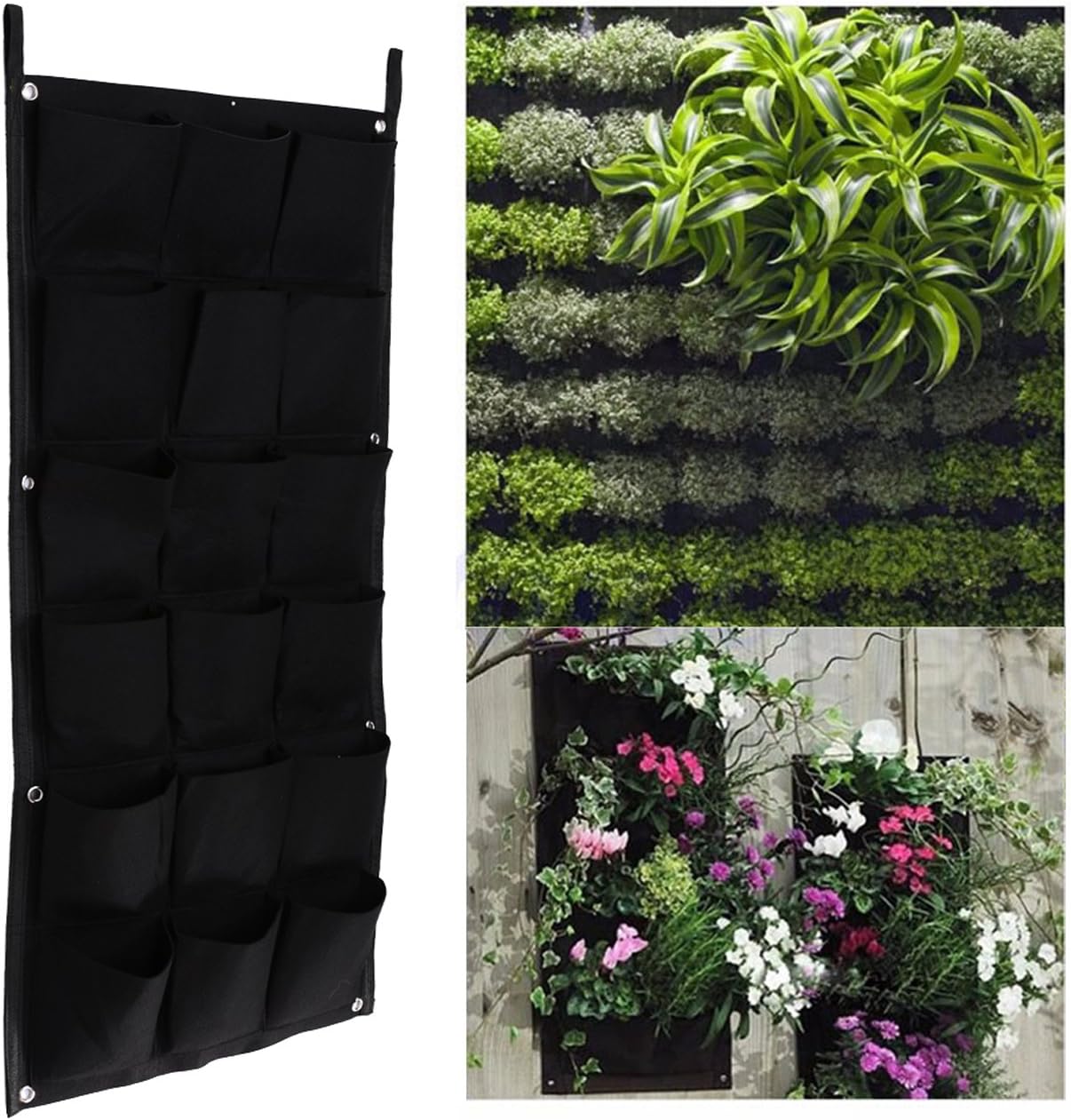 Ogrmar 18 Pockets Vertical Wall Garden Planter Plant Grow Bag for Flower Vegetable for