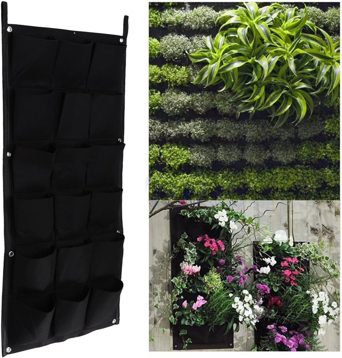 Ogrmar 18 Pockets Vertical Wall Garden Planter Plant Grow Bag for Flower Vegetable for