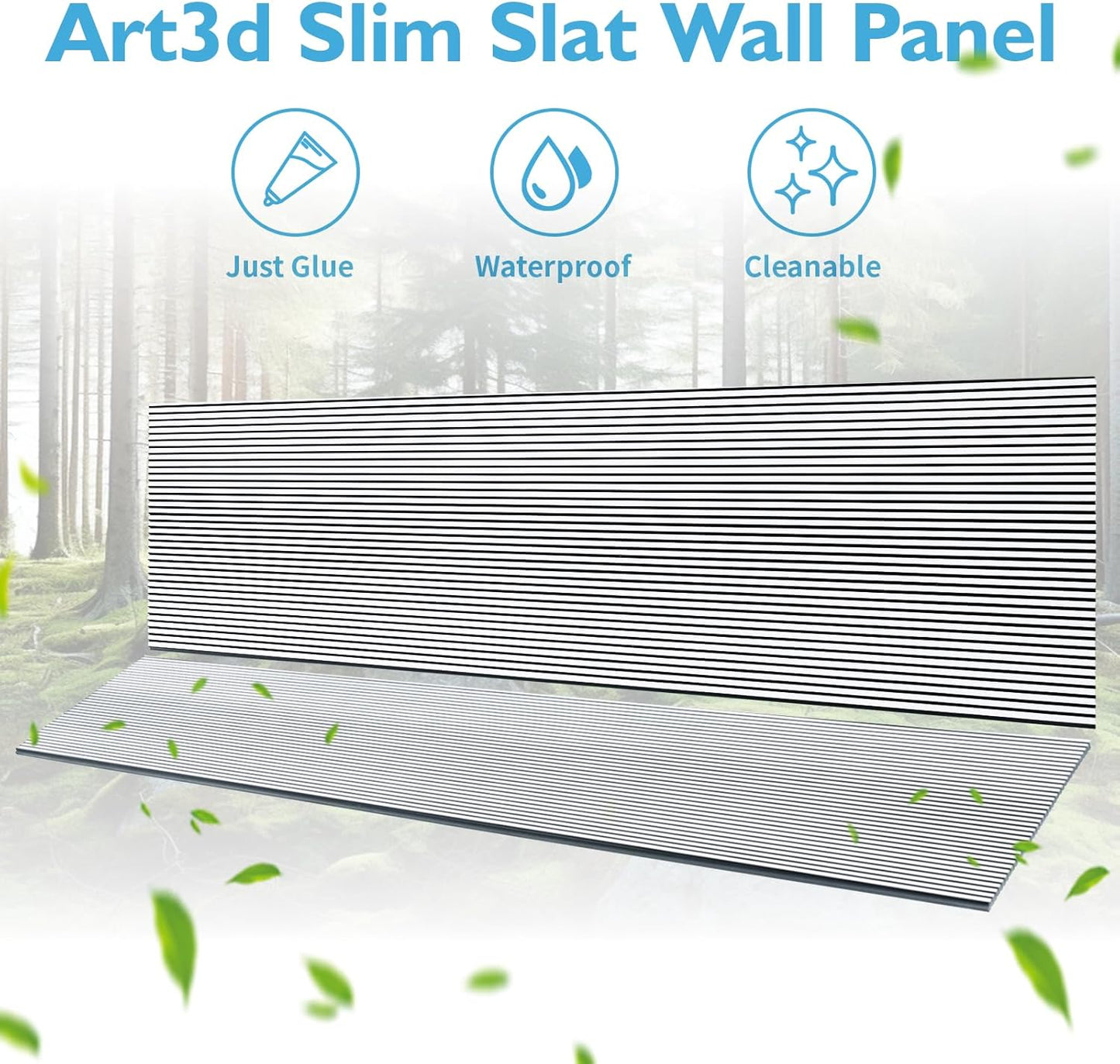 Art3d 4-Pack Glue-On Fine Bar Wainscoting Panel for Interior Wall Decor - 104 x 12 Inch Polystyrene