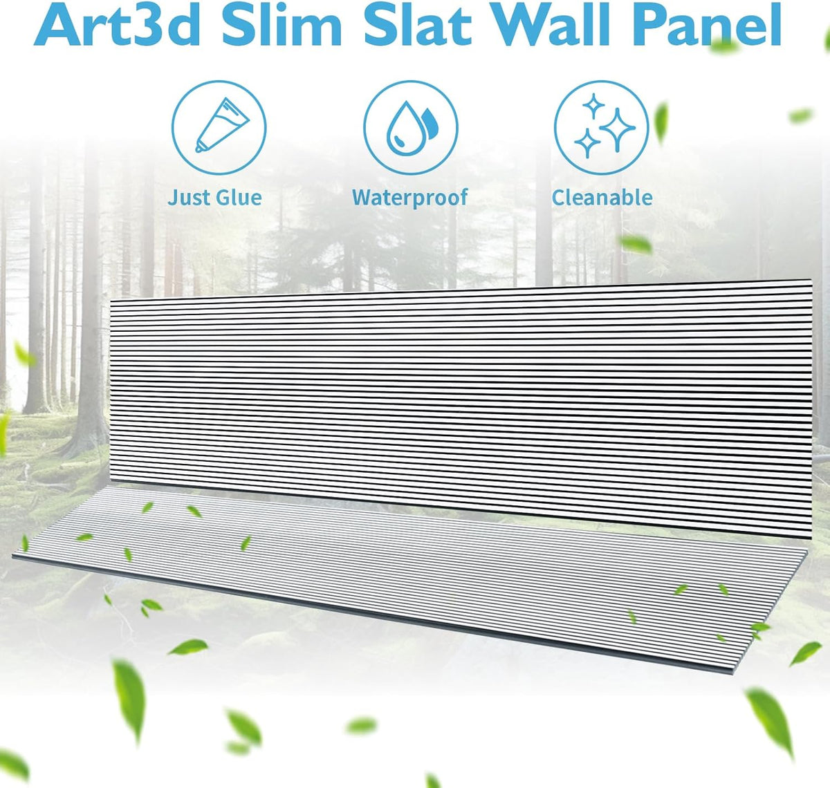 Art3d 4-Pack Glue-On Fine Bar Wainscoting Panel for Interior Wall Decor - 104 x 12 Inch Polystyrene