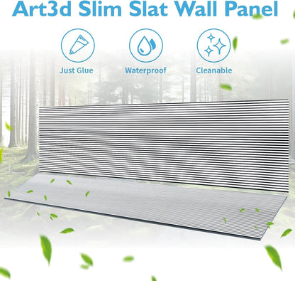 Art3d 4-Pack Glue-On Fine Bar Wainscoting Panel for Interior Wall Decor - 104 x 12 Inch Polystyrene