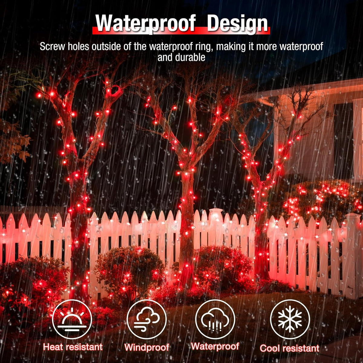 4 Pack Solar String Lights Outdoor - 320LED 132FT Solar Fairy Lights Waterproof 8 Modes, Copper