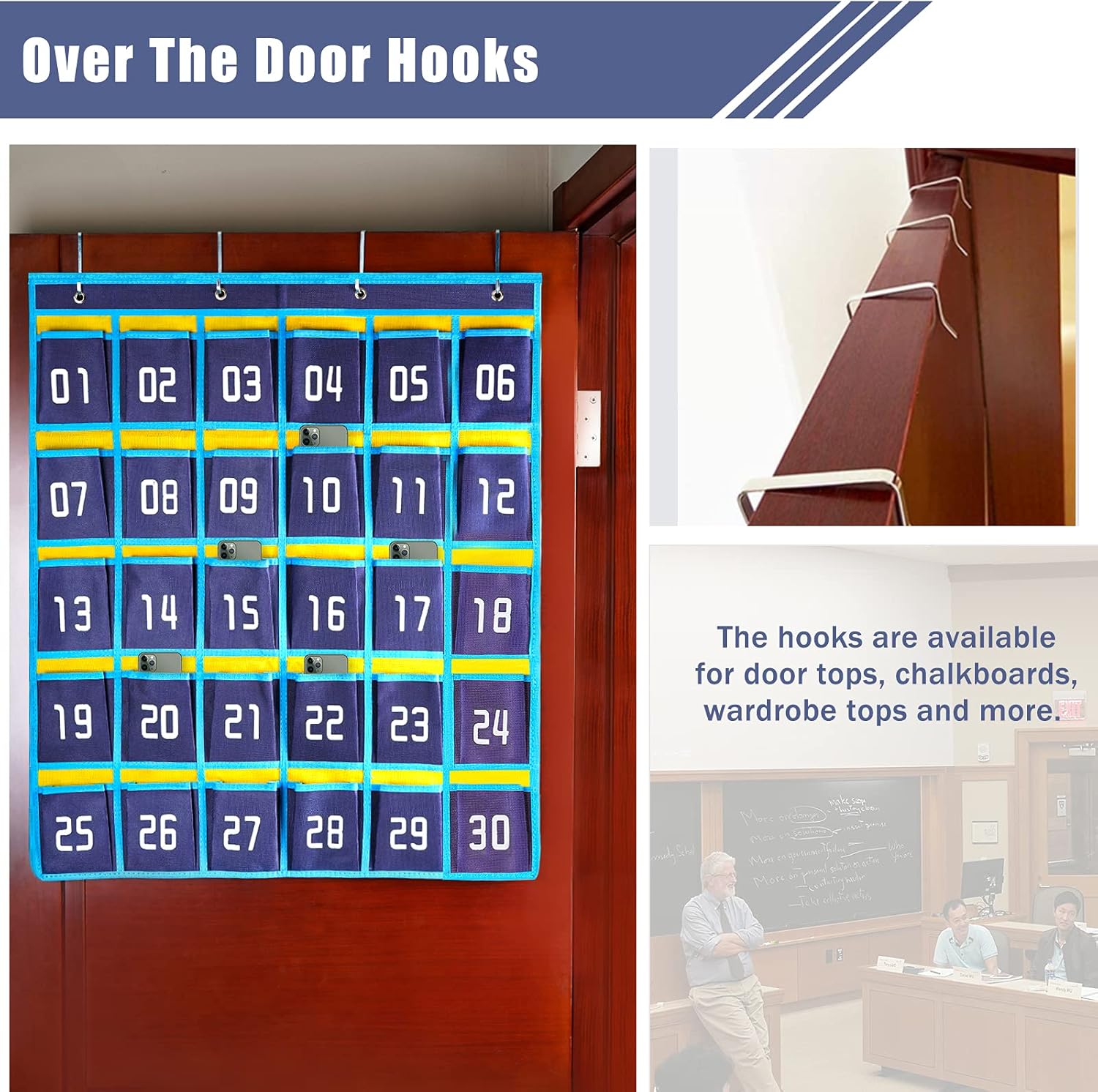 Loghot Classroom Accessories Closet Pocket Chart for Cell Phones Holder Wall Door Hanging Organizer