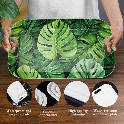 Serving Trays with Handles, 14.5 x 9.8 inch Rectangular Plastic Tray for Restaurant, Kitchen
