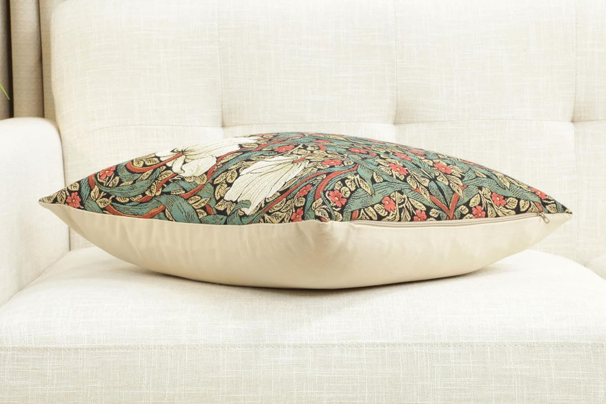 Charlotte Home Furnishings Pimpernel Red Green Floral Throw Pillow Cover 18” x 18” – Double-Sided