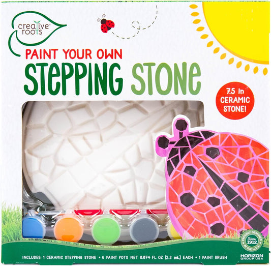 Creative Roots Mosaic Ladybug Stone, Includes 7-Inch Ceramic Stepping Stone & 6 Vibrant Paints, DIY