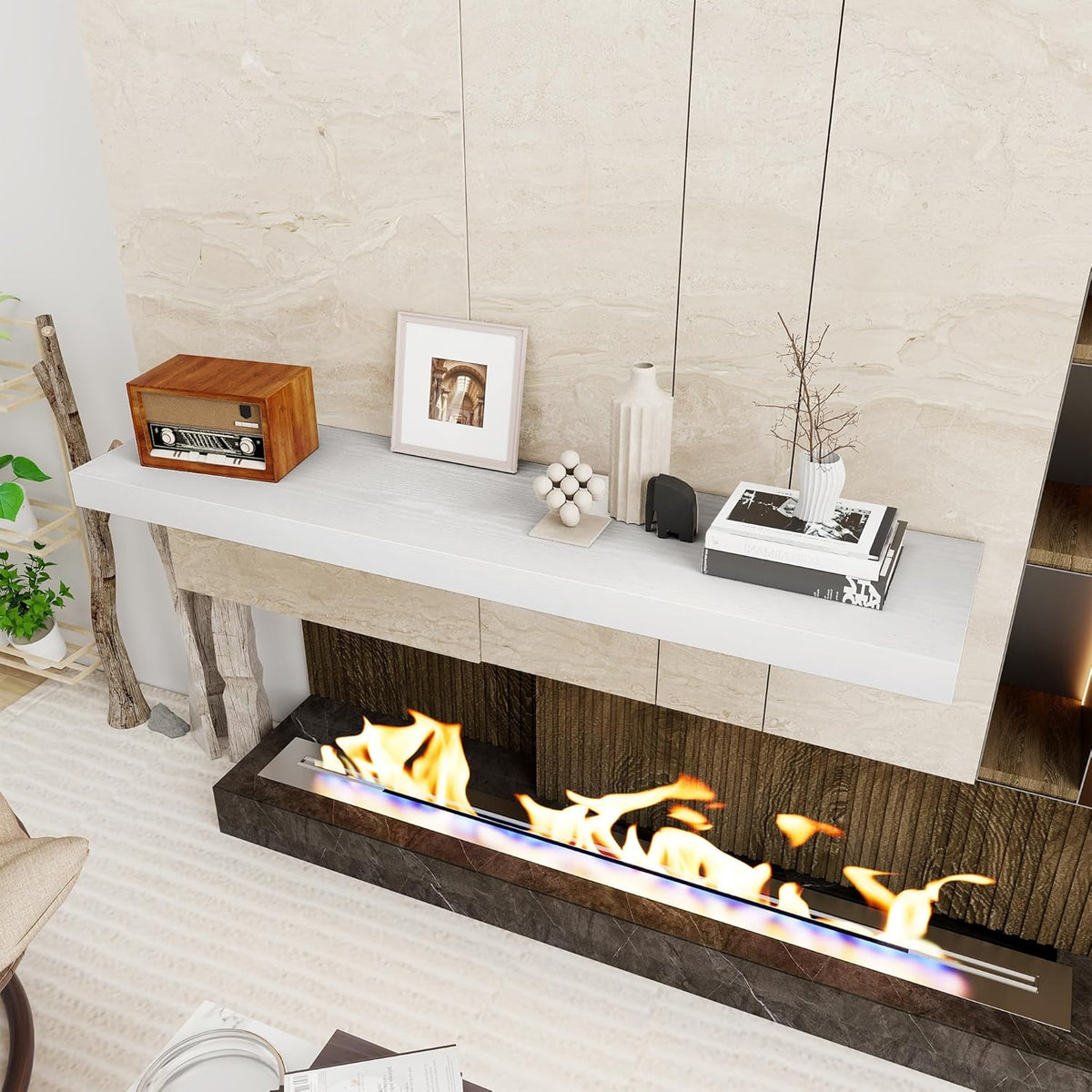 White Floating Shelves 48 Inch Long, 12 Inch Deep Floating Shelves for Wall, 48 x 12 Large Wall