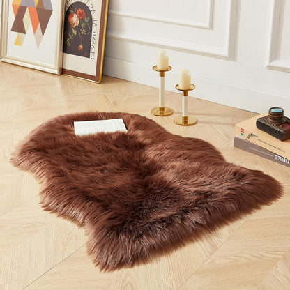 AMTOVO Faux Fur Rug, Coffee Small Area Rug, Fluffy Sheepskin Rug, Fuzzy Ultra Soft 2 x 3 ft Shag