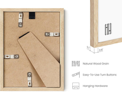 Haus and Hues 6x8 Natural Oak Wooden Picture Frame - Set of 9 6x8 Poster Frame - Premium Oak