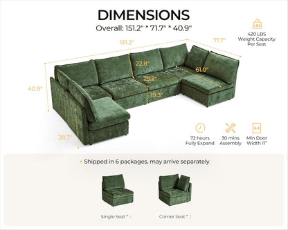 Oversized Modular Sofa Comfy Cloud Couch with Storage, Extra Deep Plush Sectional Sofa Set for