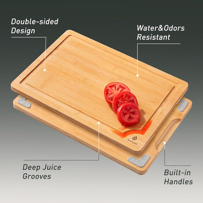 Extra Large Bamboo Board Charcuterie Non Slip Feet Over Sink Wooden Cutting Chopping Board Butcher