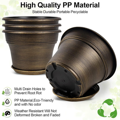 Plant Planters Pots Set of 4 Pack 13 Inch，Large Plastic Flower Pot for Indoor Plants with Drainage