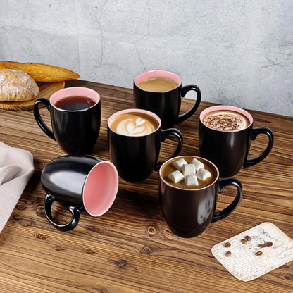 GBHOME 16oz Coffee Mugs Set of 6, Large Ceramic Coffee Mugs for Man, Woman, Dad, Mom, Modern Coffee