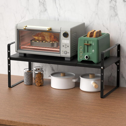 iPEGTOP 2 Pack Expandable Cabinet Storage Shelf Organizer Rack, Heavy Duty Steel Metal Spice Rack