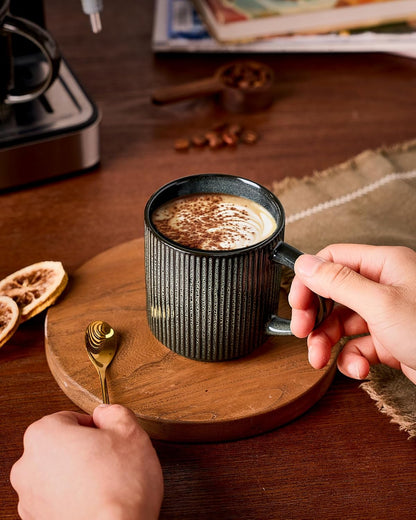 famiware Coffee Mug Set for 4, Star 12 oz Catering Mugs Cup Set with Handle for Coffee, Tea, Cocoa