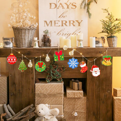 80PCS Wooden Christmas Ornaments to Paint,10 Styles DIY Blank Unfinished Reindeer Santa Claus