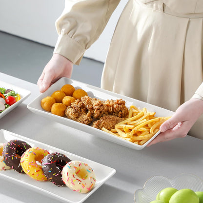 MALACASA 3 Tier Serving Trays for Party, 12 Inch Porcelain White Trays for Serving Food, Dessert