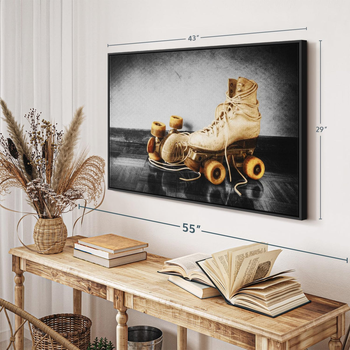 ElephantStock Vintage Skates Pop Wall Art - Horizontal Framed Canvas - 1-Piece Living Room Wall