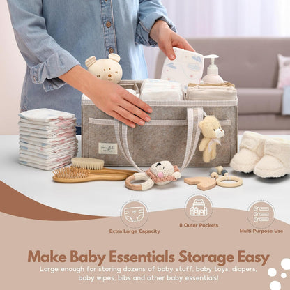 PeraBella XL Diaper Caddy Organizer With Handle, Baby Shower Gifts Basket Bag, Registry Search Must