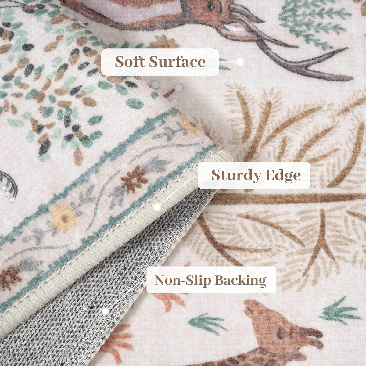 OJIA Jungle Print Washable Area Rugs 5x7, Soft Modern Rugs for Living Room Ultra-Thin Non-Shedding