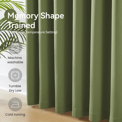 KangBang 60” Wide Sage Green Blackout Curtains 102 Inches Long, Pinch Pleated Thermal Insulated