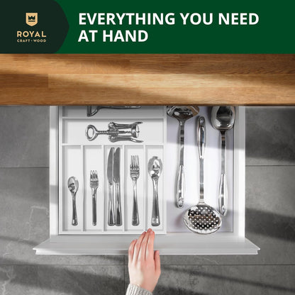 ROYAL CRAFT WOOD Luxury Bamboo Kitchen Drawer Organizer - Silverware Organizer - Utensil Holder and