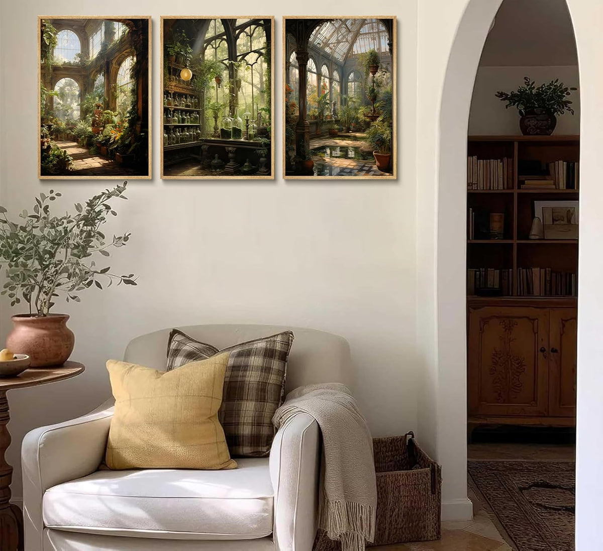 3pcs William Morris Green Plants Canvas Wall Art Medieval Castle Posters Prints Gothictalian