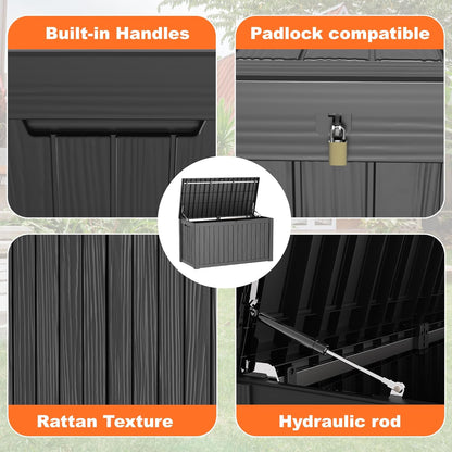 150 Gallon Resin Deck Box, Lockable Patio Outdoor Storage Box for Furniture, Garden Tools and Tools