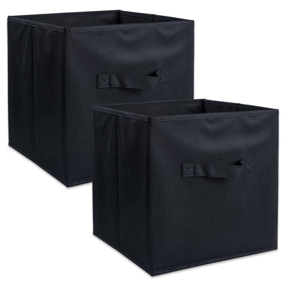 DII Collapsible Storage Organizer Bin, Small, 11" Cube, Black, 2 Count