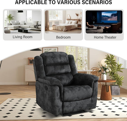 EBELLO Manual Recliner Chair, Soft Fabric Recliner Sofa with Overstuffed Armrest and Backrest for