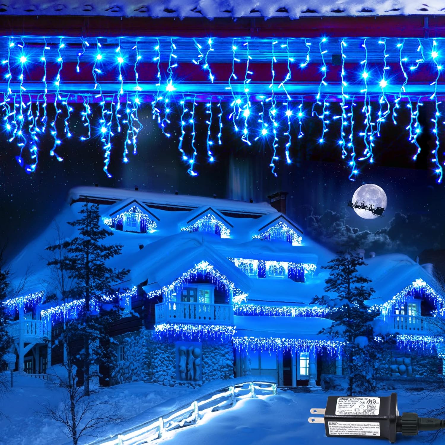 JMEXSUSS 800 LED Blue Icicle Christmas Lights Outdoor, Icicle Lights for Outside with 160 Drops