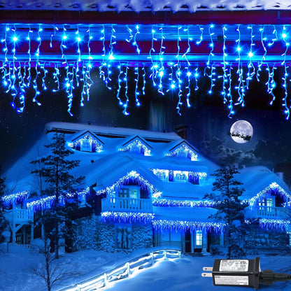 JMEXSUSS 800 LED Blue Icicle Christmas Lights Outdoor, Icicle Lights for Outside with 160 Drops