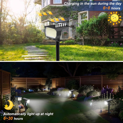 Solar Spot Lights Outdoor Waterproof IP65, 12 Pack Landscape Spotlights with 46 LEDs, 3 Modes Auto