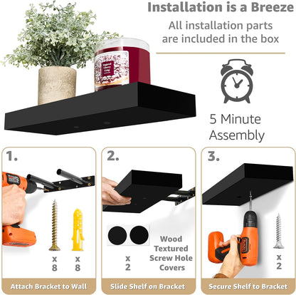 Sorbus Floating Shelves for Wall, Bathroom Shelves Wall Mounted for Kitchen, Bedroom, Bathroom