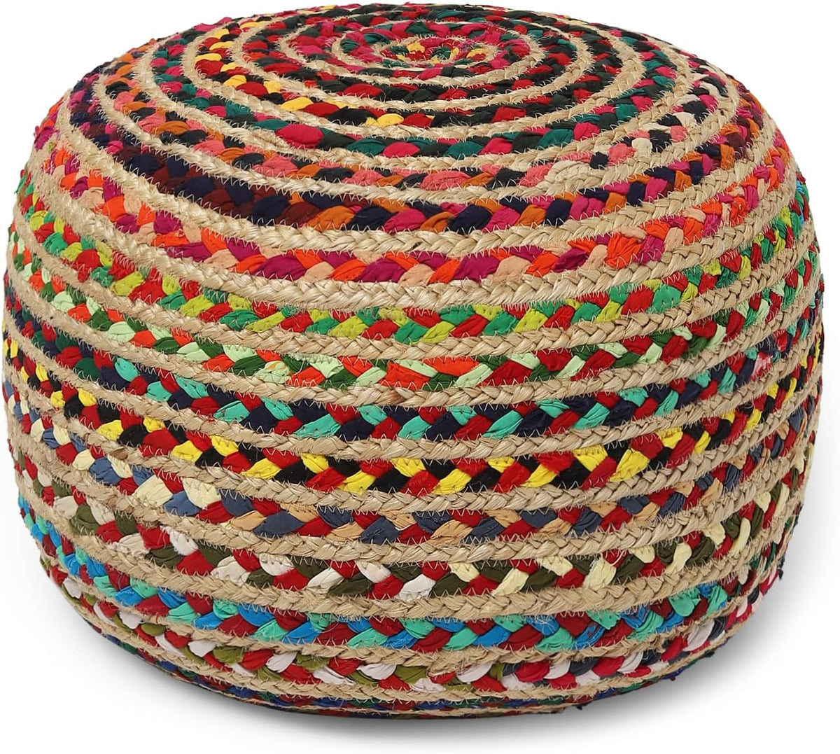 REDEARTH Round Pouf Ottoman - Braided Boho Poof Home Décor Pouffe Accent Sitting Circular Foot Rest