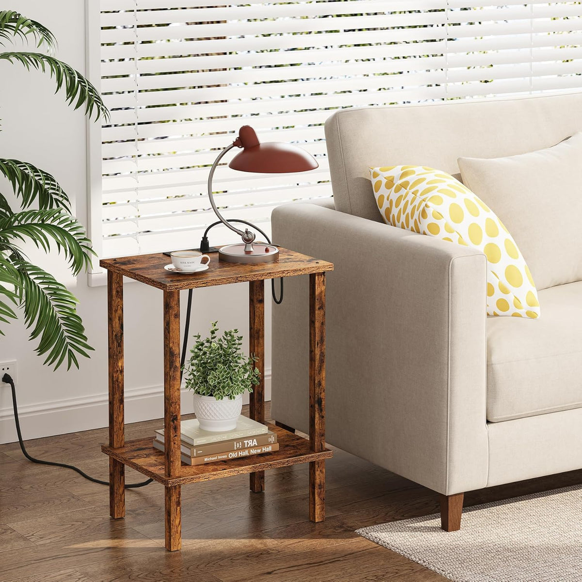TUTOTAK End Table with Charging Station, Set of 2, Small Side Table with Outlets, Nightstand