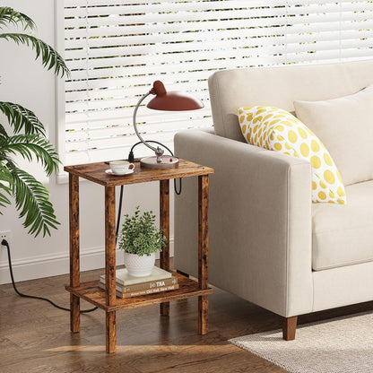 TUTOTAK End Table with Charging Station, Set of 2, Small Side Table with Outlets, Nightstand