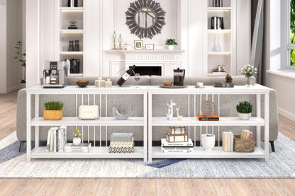 FOLUBAN Modern Sofa Console Table for Entryway, 3 Tier Wood Foyer Table for Hallway Living Room
