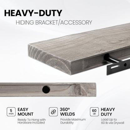 Fun Memories Floating Shelves for Wall Dec, 72"x8" Rustic Reclaimed Wood Shelves, Heavy-Duty Wall