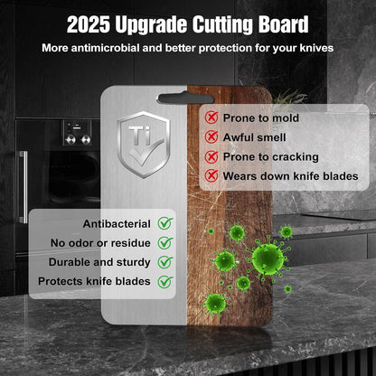 Titanium Cutting Board for Kitchen - 100% Pure Titanium Cutting Boards Non Toxic - 2025 New Upgrade